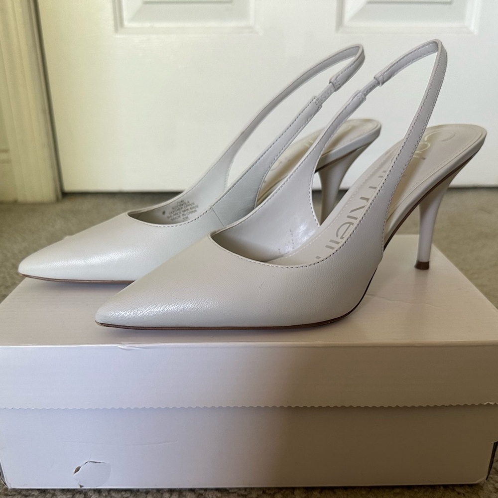 Calvin Klein white slingback heels